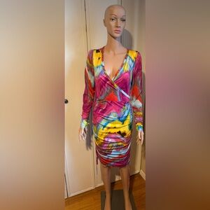 Multicolor Abstract Midi Dress-Great condition wore one time